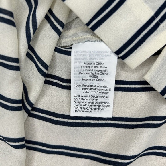 J Crew Mercantile Women XXS Blouse Ivory Blue Stripe Off Shoulder Sailor Bow Top - Picture 4 of 6